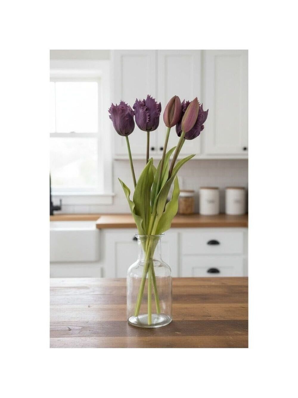 Plum Purple Artificial Tulips 15 Inch Set of 5 Faux Spring Flowers Wedding Home - Picture 3 of 7